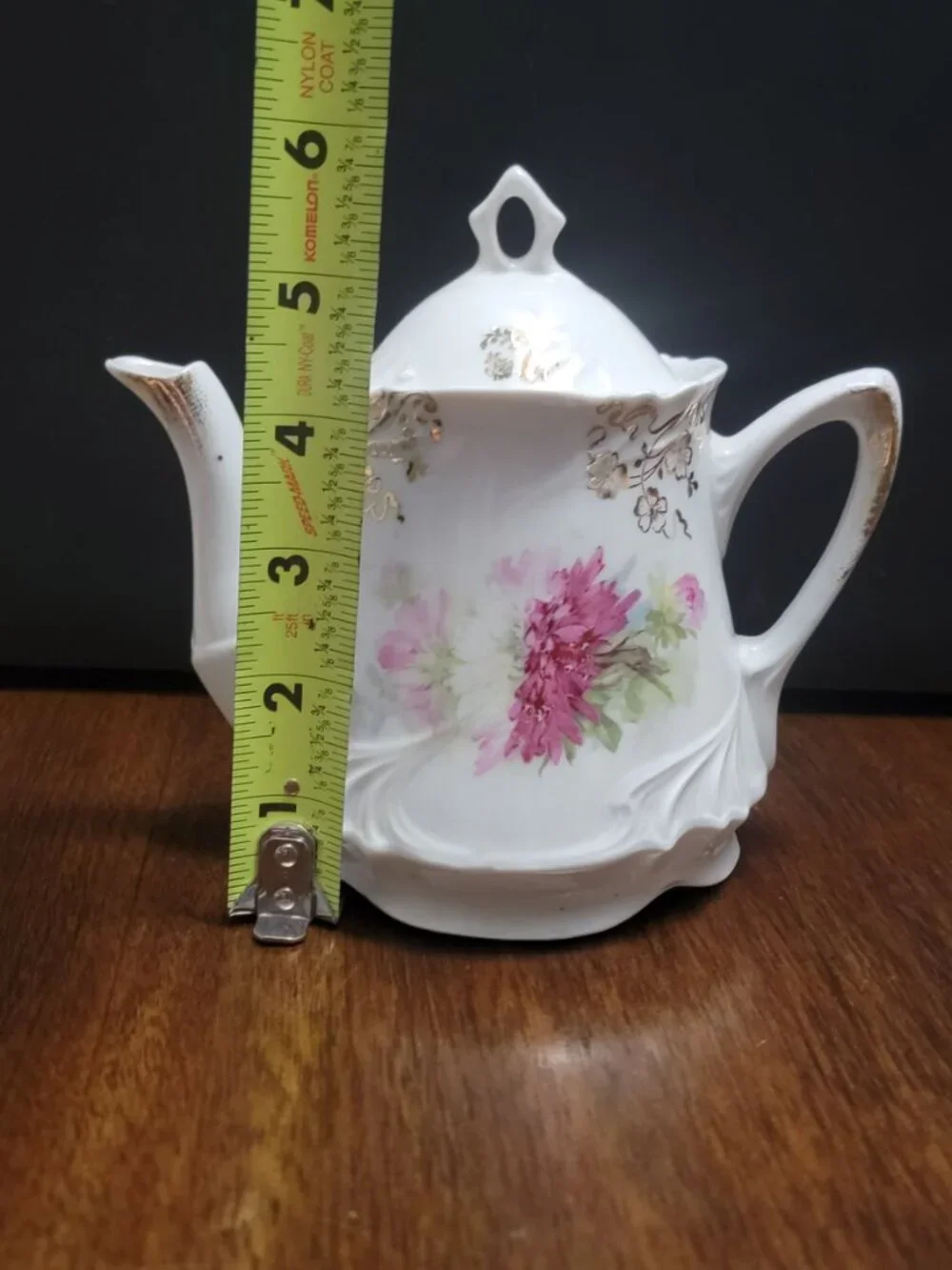 Vintage floral porcelain teapot with lid